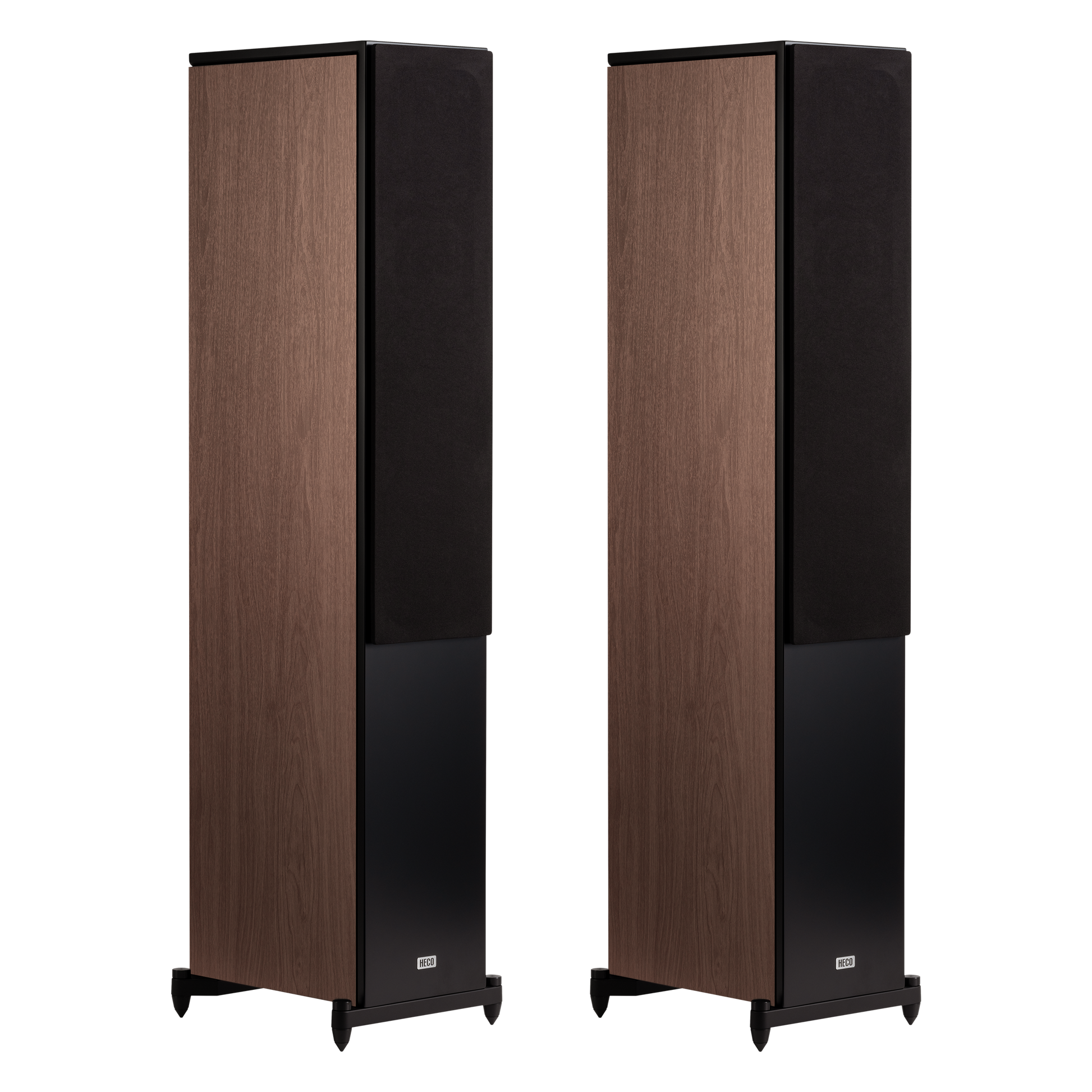 Heco-AuroraXT700-Hero-Pair-walnut-Grill-On